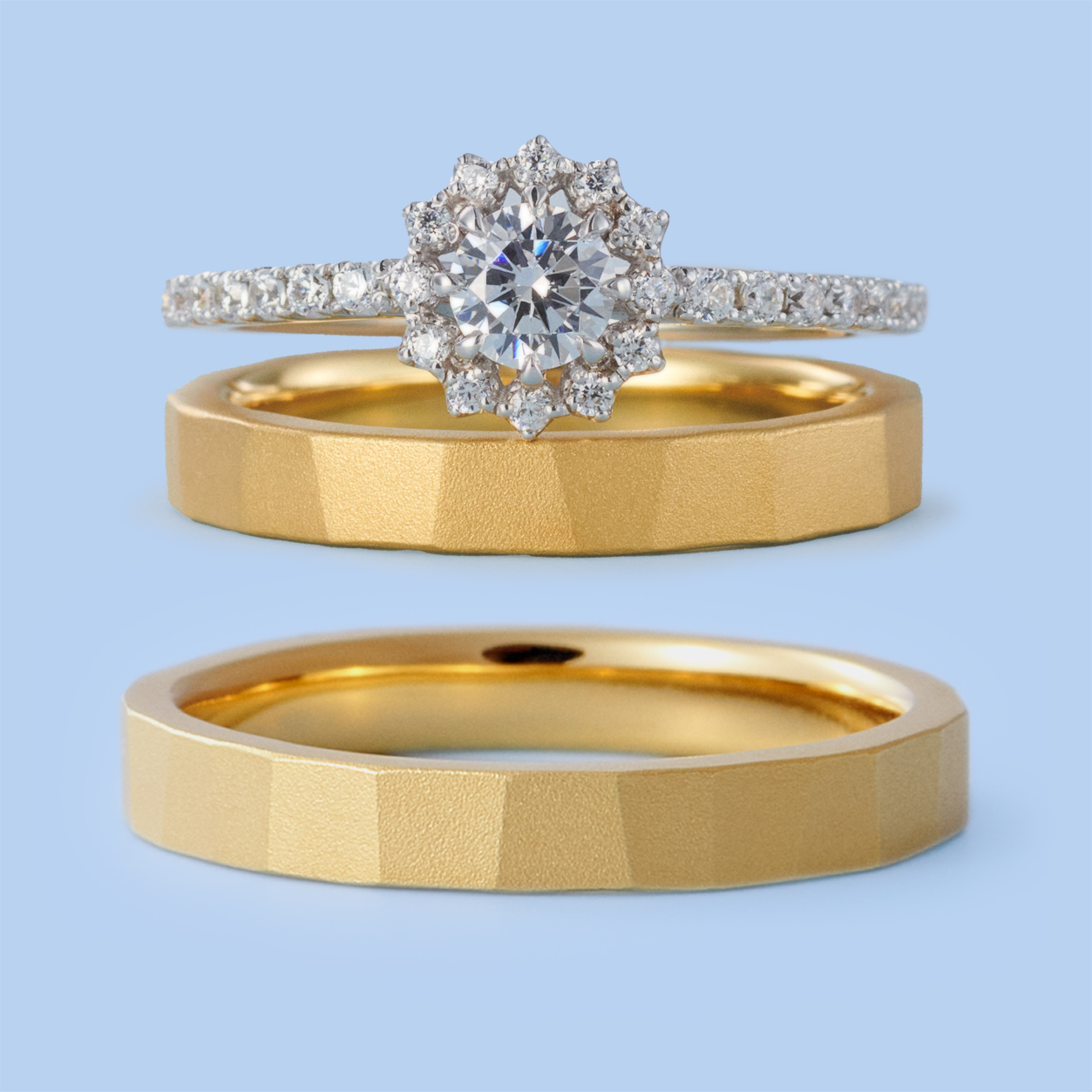 Gold engagement sale ring sets